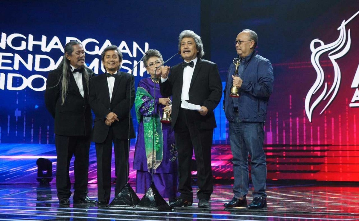 para musisi legendaris Indonesia saat menyampaikan speech atas penghargaan yang diberikan di AMI Awards 2019